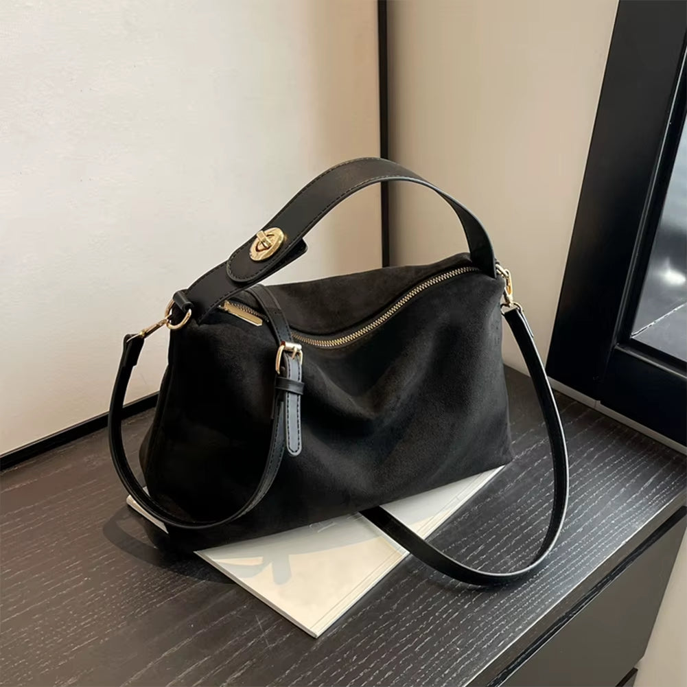 Suede Shoulder Bag Women Trendy Crossbody Bags Autumn Winter Retro Handbags Satchel Purse Clutch Bag Ladies Suede Commuter Bag