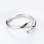 Opening Finger Ring Silver Color Exquisite Jewelry Ring Creative Couple Loving Hugs Ring Adjustable Jewelry Gift for Women Men