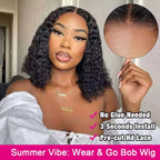 Glueless Wigs Human Hair Water Wave Bob Wig Human Hair 100% Ready to Wear Curly Wave Human Hair Wigs 7X5 Lace Bob Top Quality