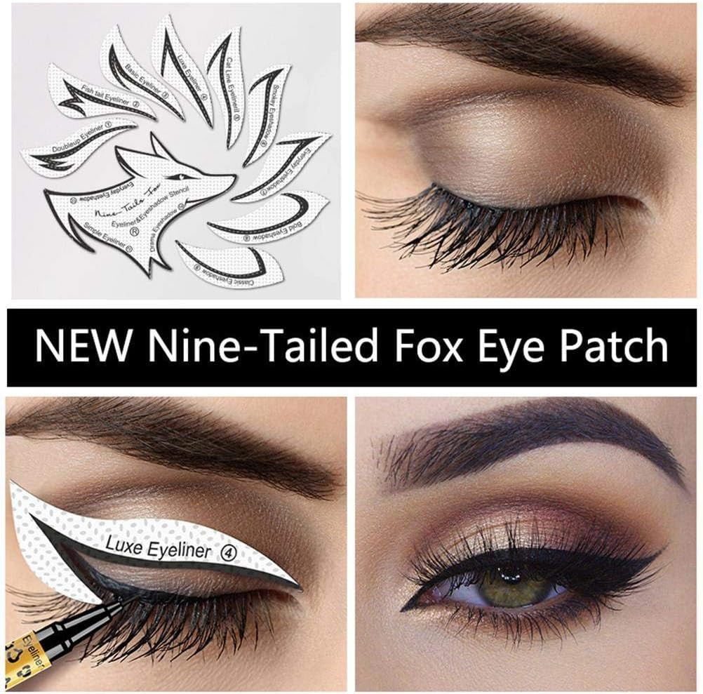 Eye Makeup Template Stickers, 24Pcs Template Eye Makeup Tools, Nine-Tailed Fox Eyeshadow Eyeliner Makeup Tools