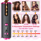 Auto Rotating Cordless Hair Curler Portable Adjustable Temp Time Fast Heat Curling Iron for Travel Home