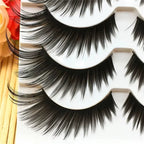 5 Pairs Black False Eyelashes Exaggerated Thick Lashes Cat-Eye Fluffy Faux Mink Lashes for Daily & Party Makeup