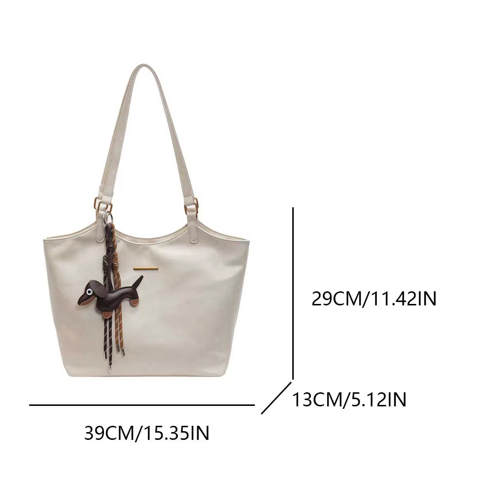 Women Vintage Shoulder Bag PU Leather Slouchy Tote Purse Large Capacity Fashion Underarm Bag Ladies Commute Bag
