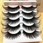 5 Pairs Black False Eyelashes Exaggerated Thick Lashes Cat-Eye Fluffy Faux Mink Lashes for Daily & Party Makeup