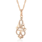 New Trend Crystal Flower Pendant Necklace Women Natural Zircon 585 Rose Gold Ethnic Bride Necklace Fashion Vintage Jewelry Urn