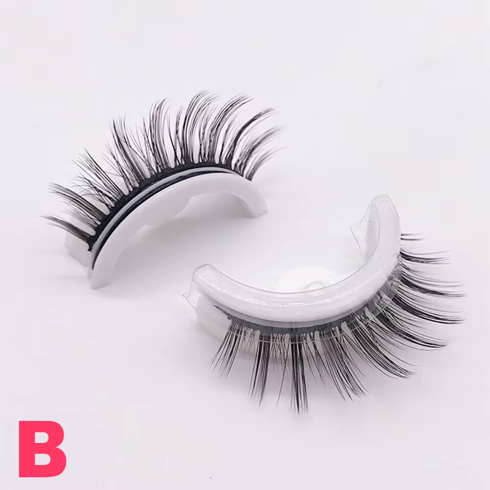 1 Pair Reusable Self Adhesive False Eyelashes Natural Long Thick Fake Eye Lashes
