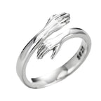 Opening Finger Ring Silver Color Exquisite Jewelry Ring Creative Couple Loving Hugs Ring Adjustable Jewelry Gift for Women Men