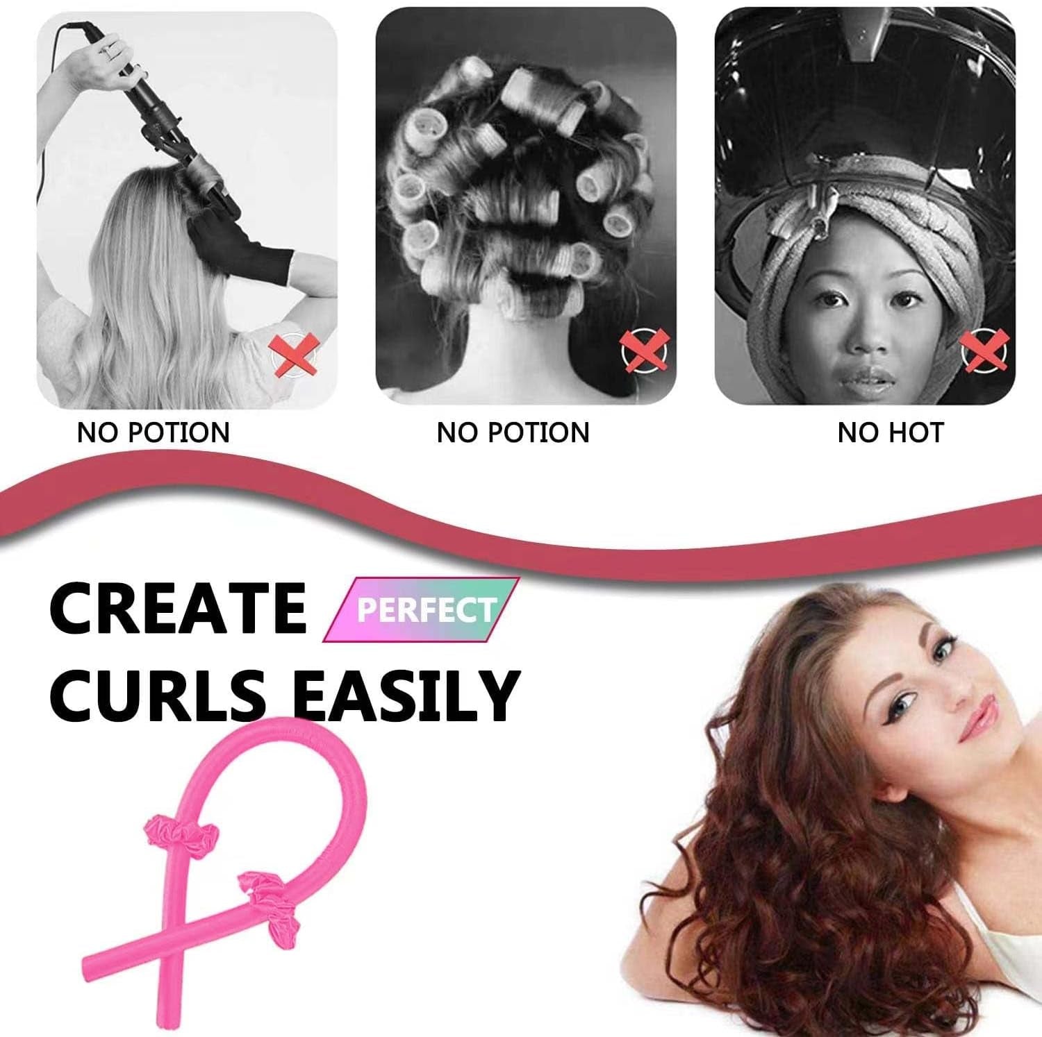 Heatless Hair Curlers，Heatless Curling Rod Headband Lazy Curler Set, No Heat Hair Rollers for Long Hair Silk Hair Wrap for Sleeping DIY Hair Styling Tools for Women