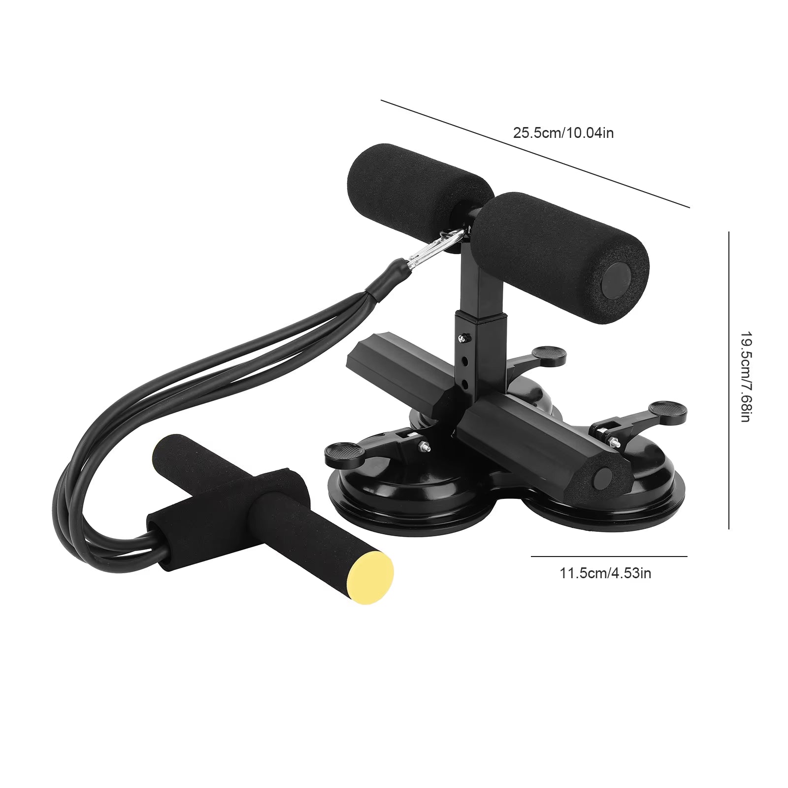 Sit-Up Assistant Device 3 Suction Cups Adjustable Ankle Support Elastic Band Core Workout Trainer for Fitness Abdominal Arms Leg