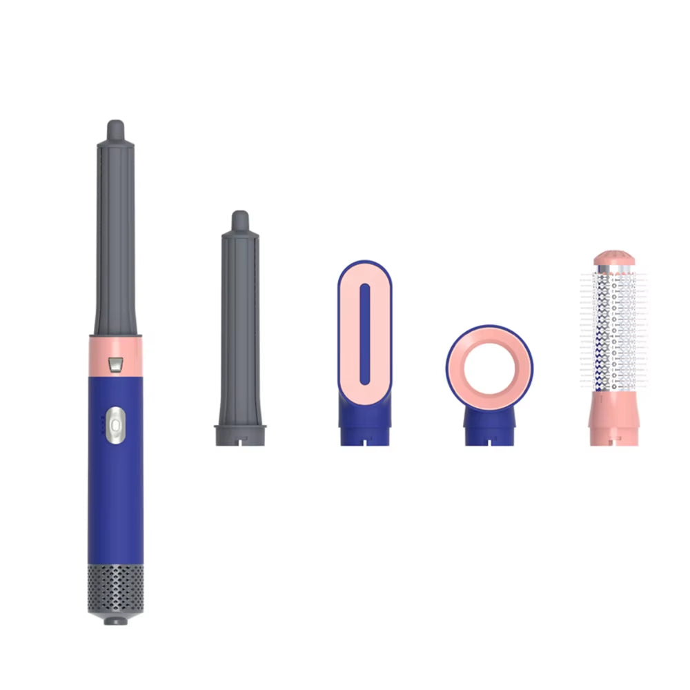 Professional 5-In-1 Hair Dryer Brush Curling Iron with Fast Heating Diffuser & Comb Attachments for Hair Styling