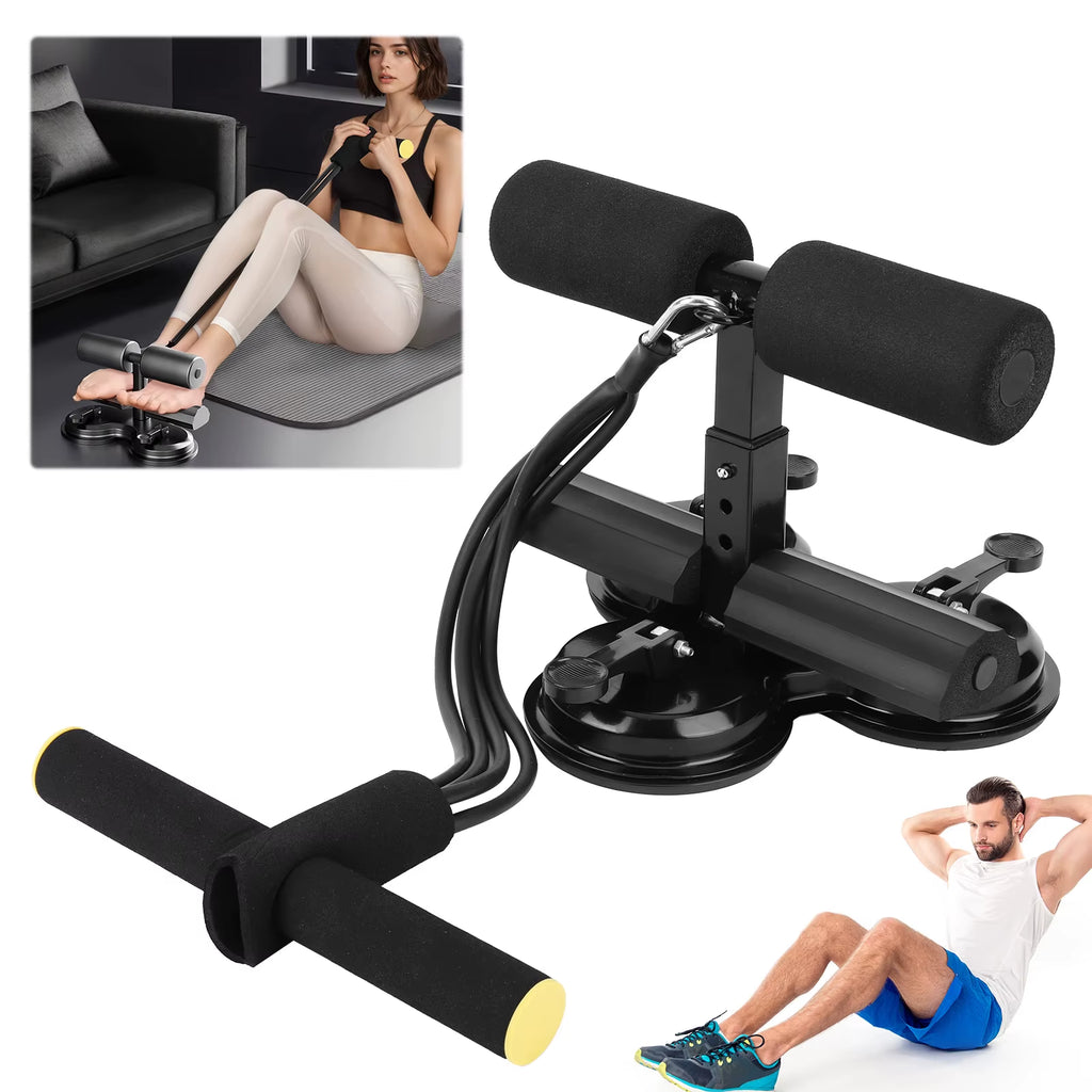 Sit-Up Assistant Device 3 Suction Cups Adjustable Ankle Support Elastic Band Core Workout Trainer for Fitness Abdominal Arms Leg