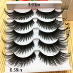 5 Pairs Black False Eyelashes Exaggerated Thick Lashes Cat-Eye Fluffy Faux Mink Lashes for Daily & Party Makeup