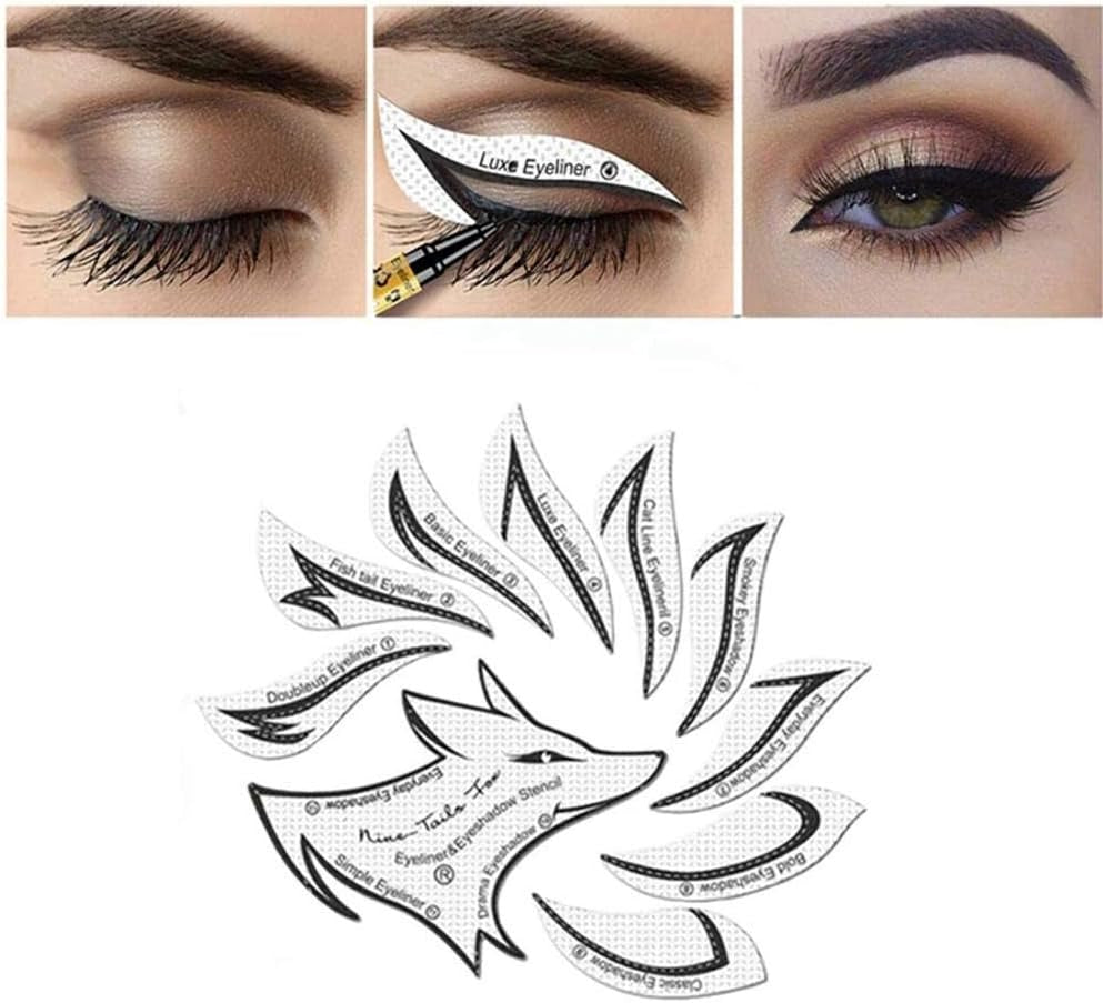 Eye Makeup Template Stickers, 24Pcs Template Eye Makeup Tools, Nine-Tailed Fox Eyeshadow Eyeliner Makeup Tools