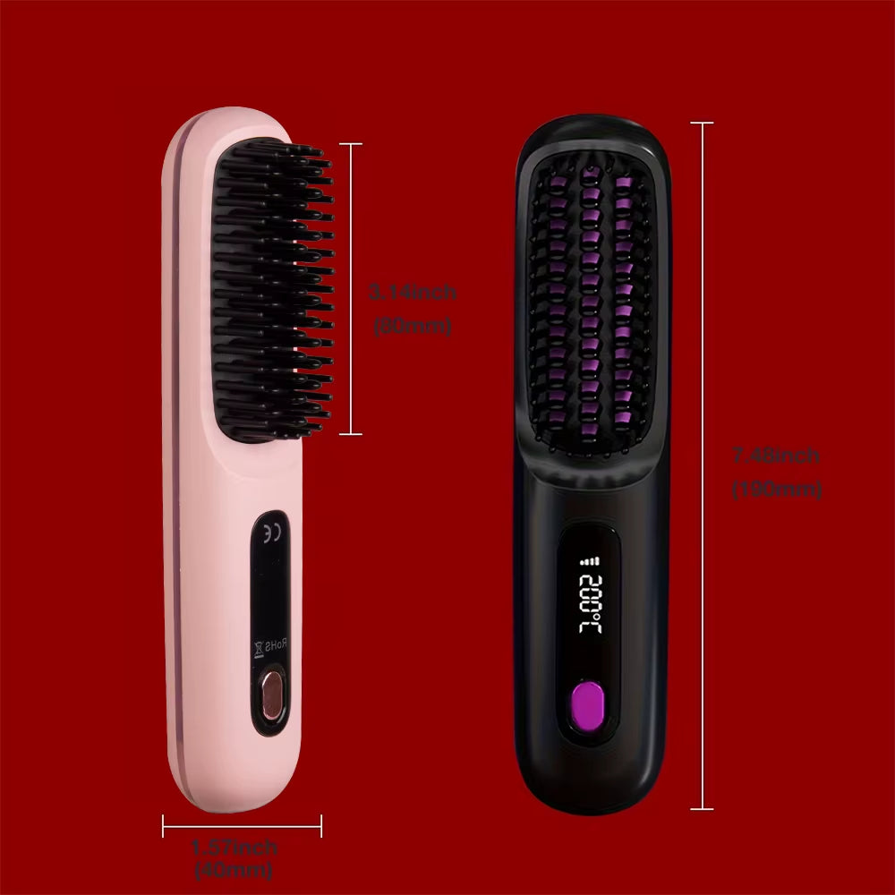 Wireless Portable Hair Straightener Professional Quick Heated Electric Hot Comb Hair Straightener Negative Ion Hairstyle Brush