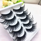 5 Pairs Black False Eyelashes Exaggerated Thick Lashes Cat-Eye Fluffy Faux Mink Lashes for Daily & Party Makeup