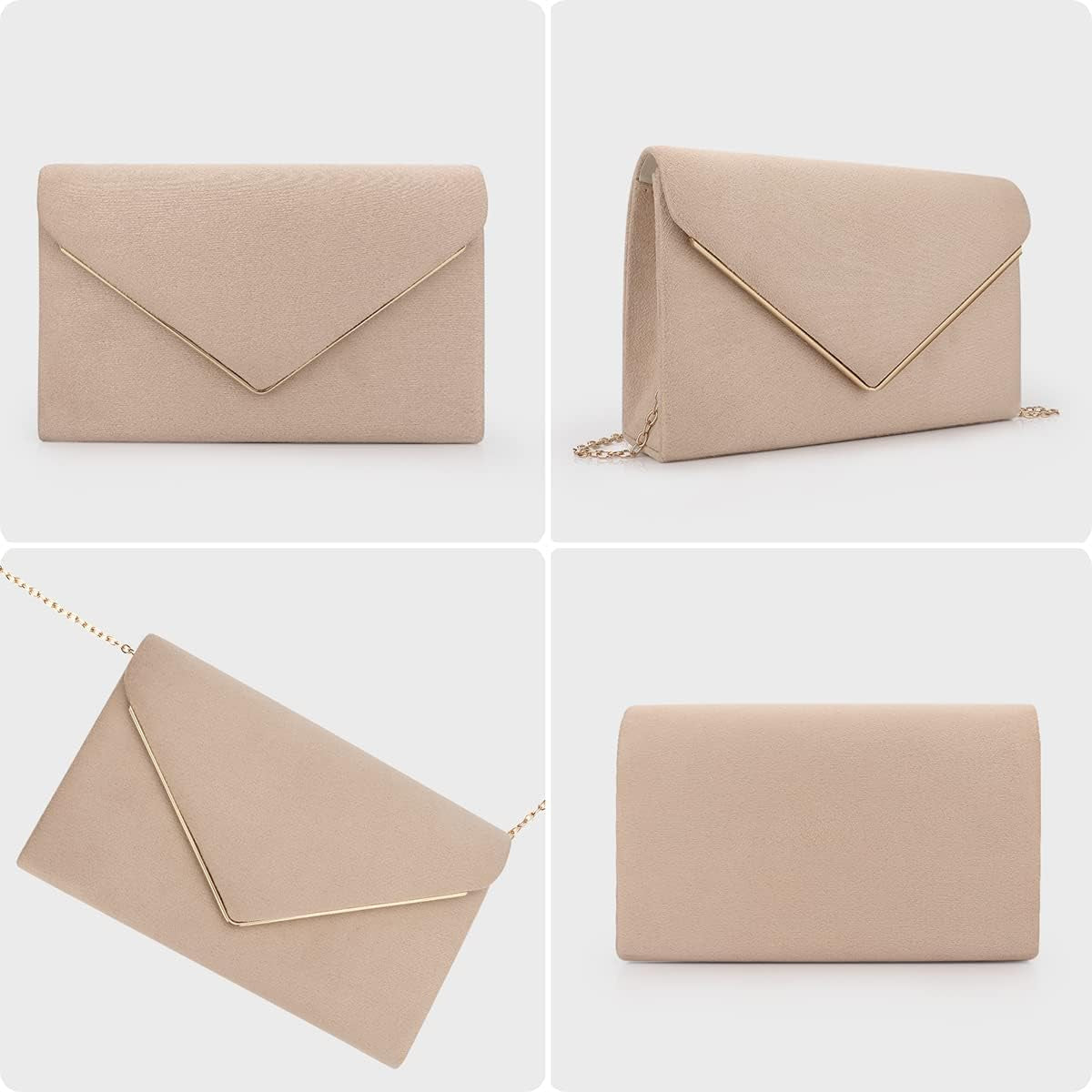 Clutch Purse for Women Evening Bags Handbags for Wedding Party Cocktail Prom Faux Suede Crossbody Shoulder Bag