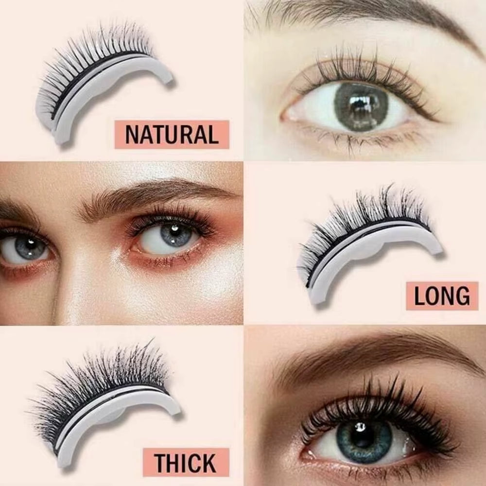 1 Pair Reusable Self Adhesive False Eyelashes Natural Long Thick Fake Eye Lashes