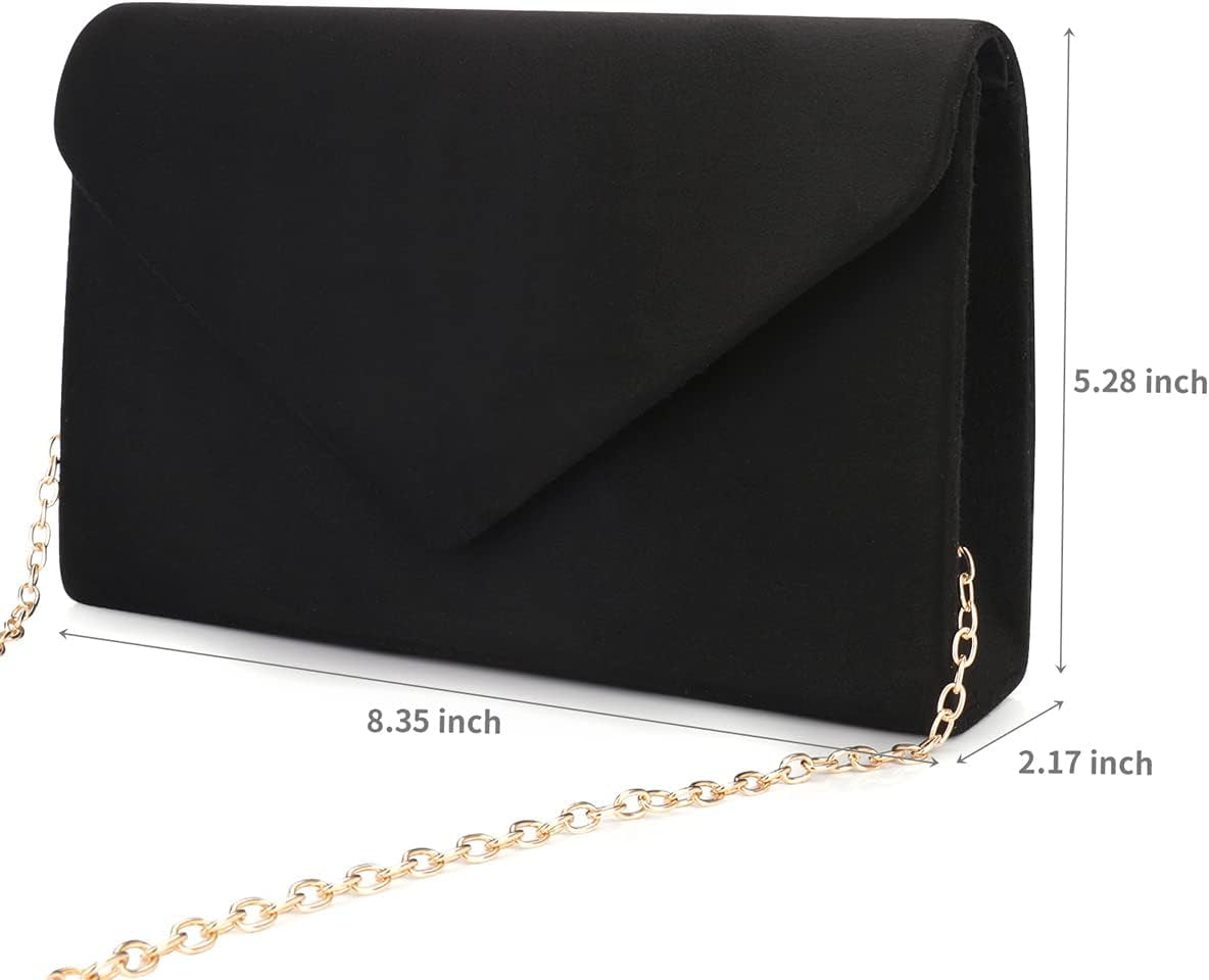 Clutch Purse for Women Evening Bags Handbags for Wedding Party Cocktail Prom Faux Suede Crossbody Shoulder Bag