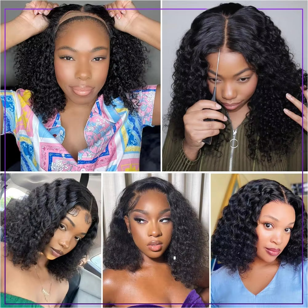 Glueless Wigs Human Hair Water Wave Bob Wig Human Hair 100% Ready to Wear Curly Wave Human Hair Wigs 7X5 Lace Bob Top Quality