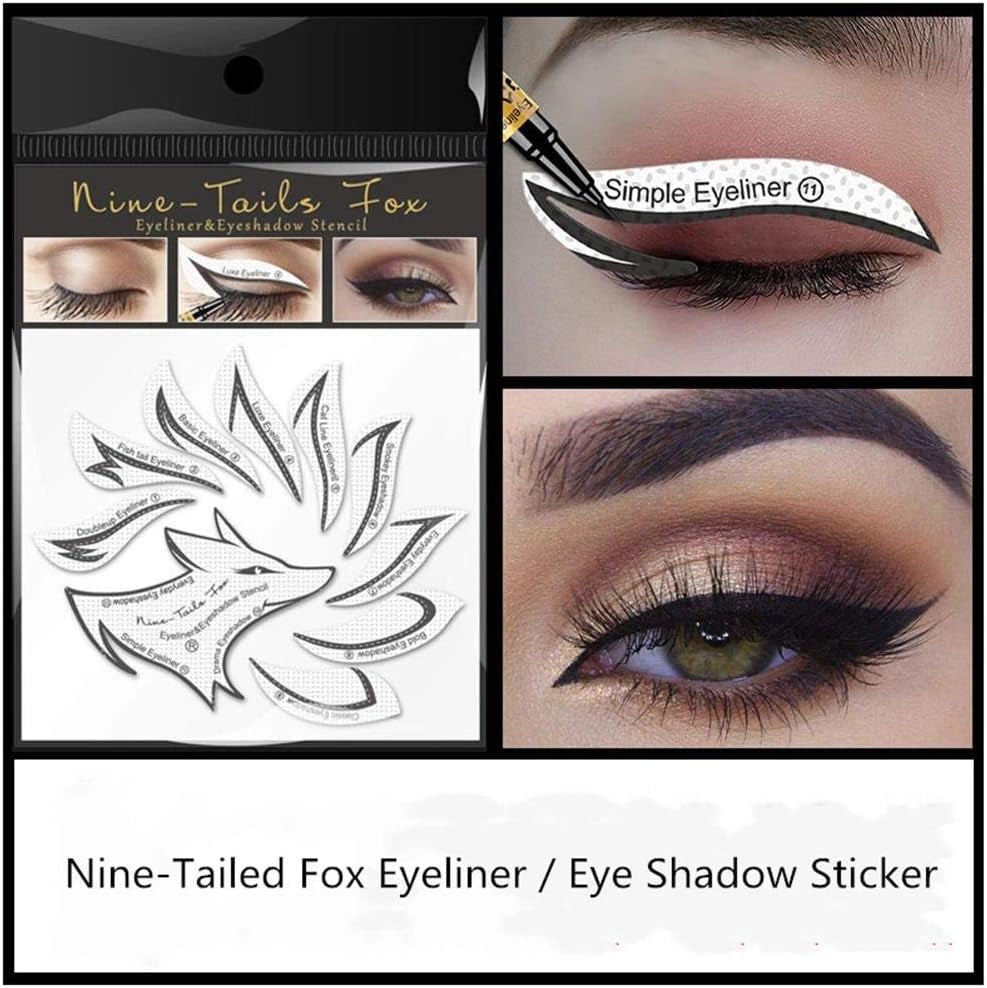 Eye Makeup Template Stickers, 24Pcs Template Eye Makeup Tools, Nine-Tailed Fox Eyeshadow Eyeliner Makeup Tools