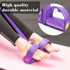 4 Tubes Elastic Sit up Pull Rope with Foot Pedal, Abdominal, Leg, Waist Exerciser for Home Gym Yoga, Fitness