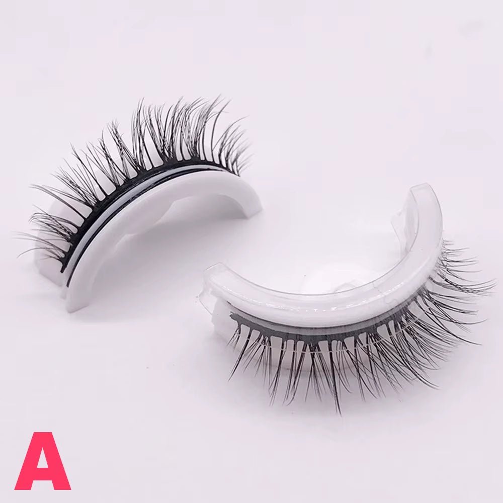 1 Pair Reusable Self Adhesive False Eyelashes Natural Long Thick Fake Eye Lashes