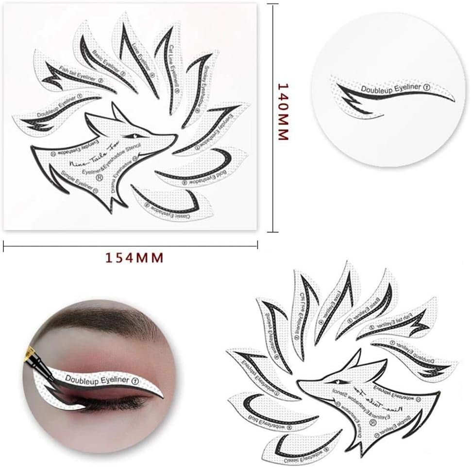 Eye Makeup Template Stickers, 24Pcs Template Eye Makeup Tools, Nine-Tailed Fox Eyeshadow Eyeliner Makeup Tools