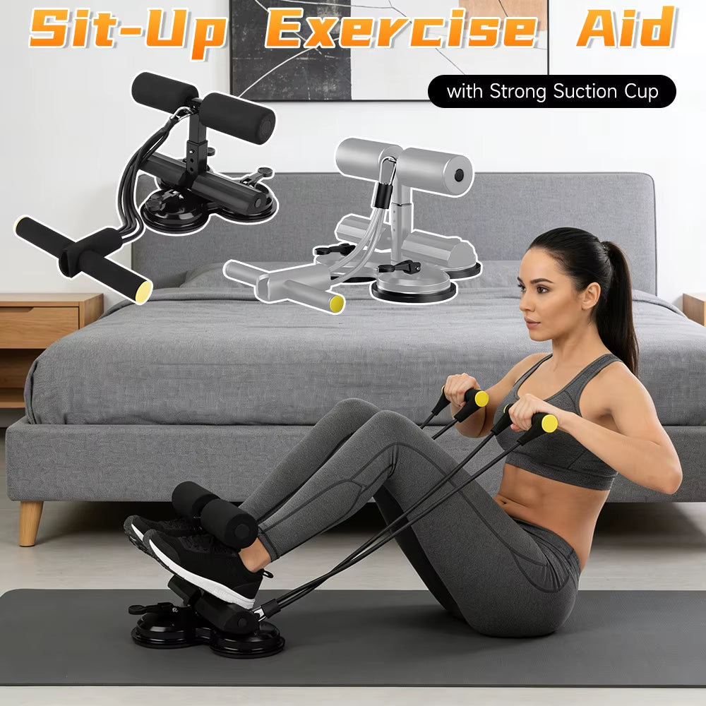 Sit-Up Assistant Device 3 Suction Cups Adjustable Ankle Support Elastic Band Core Workout Trainer for Fitness Abdominal Arms Leg