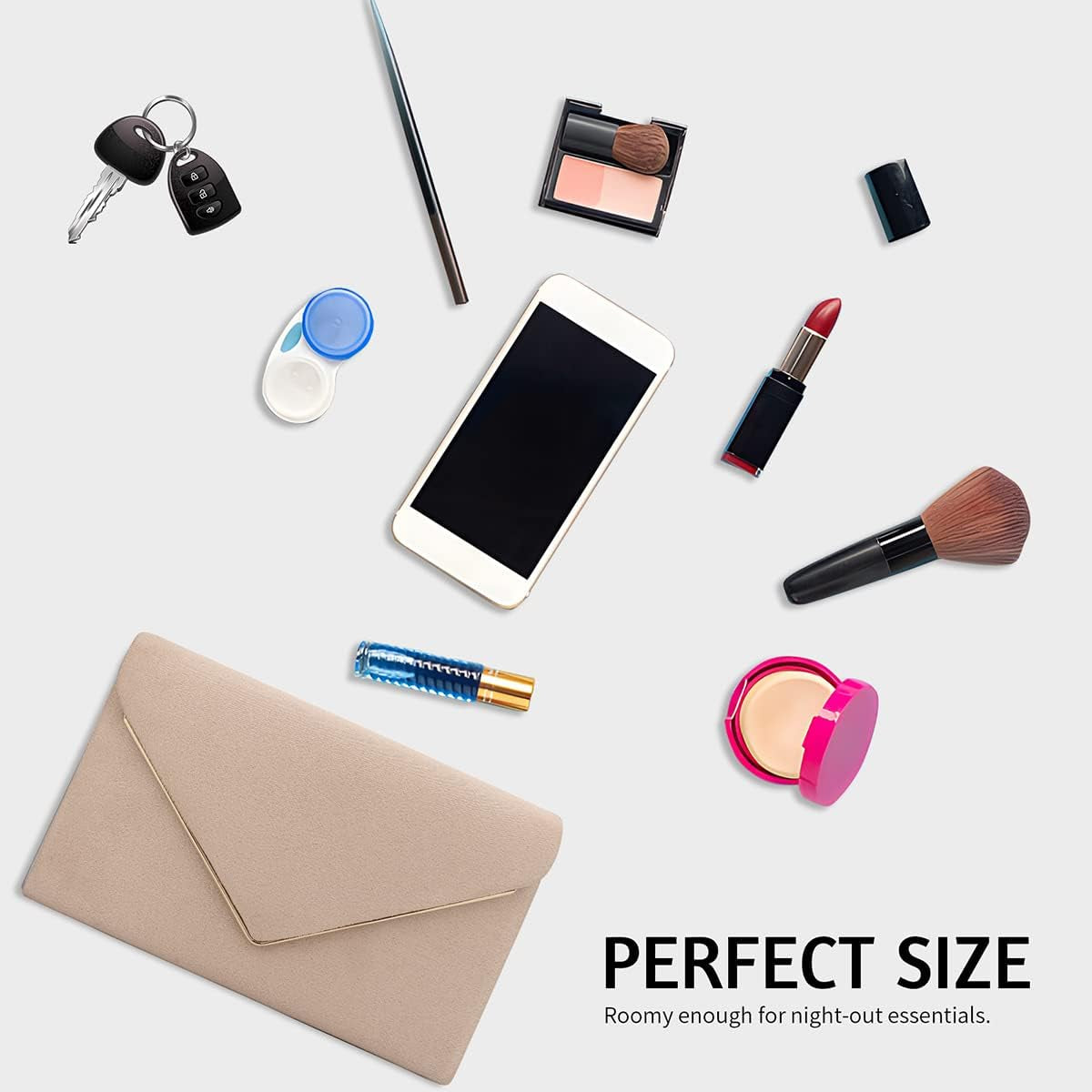 Clutch Purse for Women Evening Bags Handbags for Wedding Party Cocktail Prom Faux Suede Crossbody Shoulder Bag