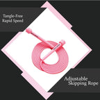 Muza Skipping Rope Adult for Home Exercise & Body Fitness Men, Women and Kids | Speed Jumping Rope with Non Slip Handle | Adjustable Skipping Rope for Fitness, Crossfit and MMA (Pink)