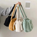 1 Pcs Women Messenger Bag Soft Slouchy Wallet Travel Bucket Bag Fashion Tote Handbag Padded Shoulder Drawstring Small Purse
