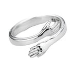 Opening Finger Ring Silver Color Exquisite Jewelry Ring Creative Couple Loving Hugs Ring Adjustable Jewelry Gift for Women Men