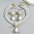 Elegant Multi - Layer Pearl Jewelry Set Necklace and Earrings