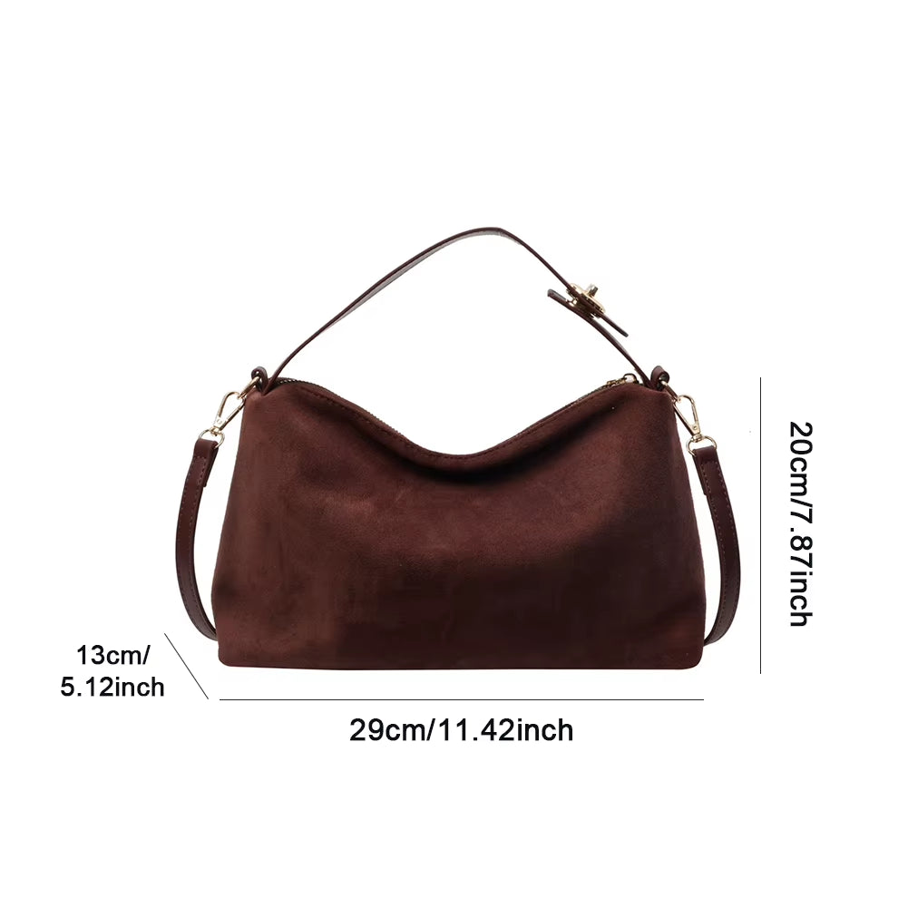 Suede Shoulder Bag Women Trendy Crossbody Bags Autumn Winter Retro Handbags Satchel Purse Clutch Bag Ladies Suede Commuter Bag