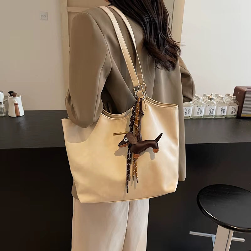 Women Vintage Shoulder Bag PU Leather Slouchy Tote Purse Large Capacity Fashion Underarm Bag Ladies Commute Bag