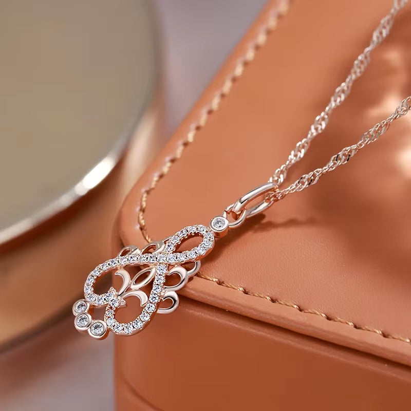New Trend Crystal Flower Pendant Necklace Women Natural Zircon 585 Rose Gold Ethnic Bride Necklace Fashion Vintage Jewelry Urn