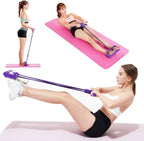 4 Tubes Elastic Sit up Pull Rope with Foot Pedal, Abdominal, Leg, Waist Exerciser for Home Gym Yoga, Fitness