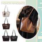 Women Vintage Shoulder Bag PU Leather Slouchy Tote Purse Large Capacity Fashion Underarm Bag Ladies Commute Bag