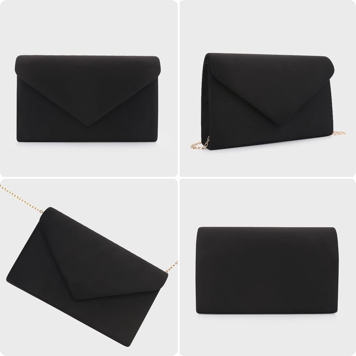 Clutch Purse for Women Evening Bags Handbags for Wedding Party Cocktail Prom Faux Suede Crossbody Shoulder Bag
