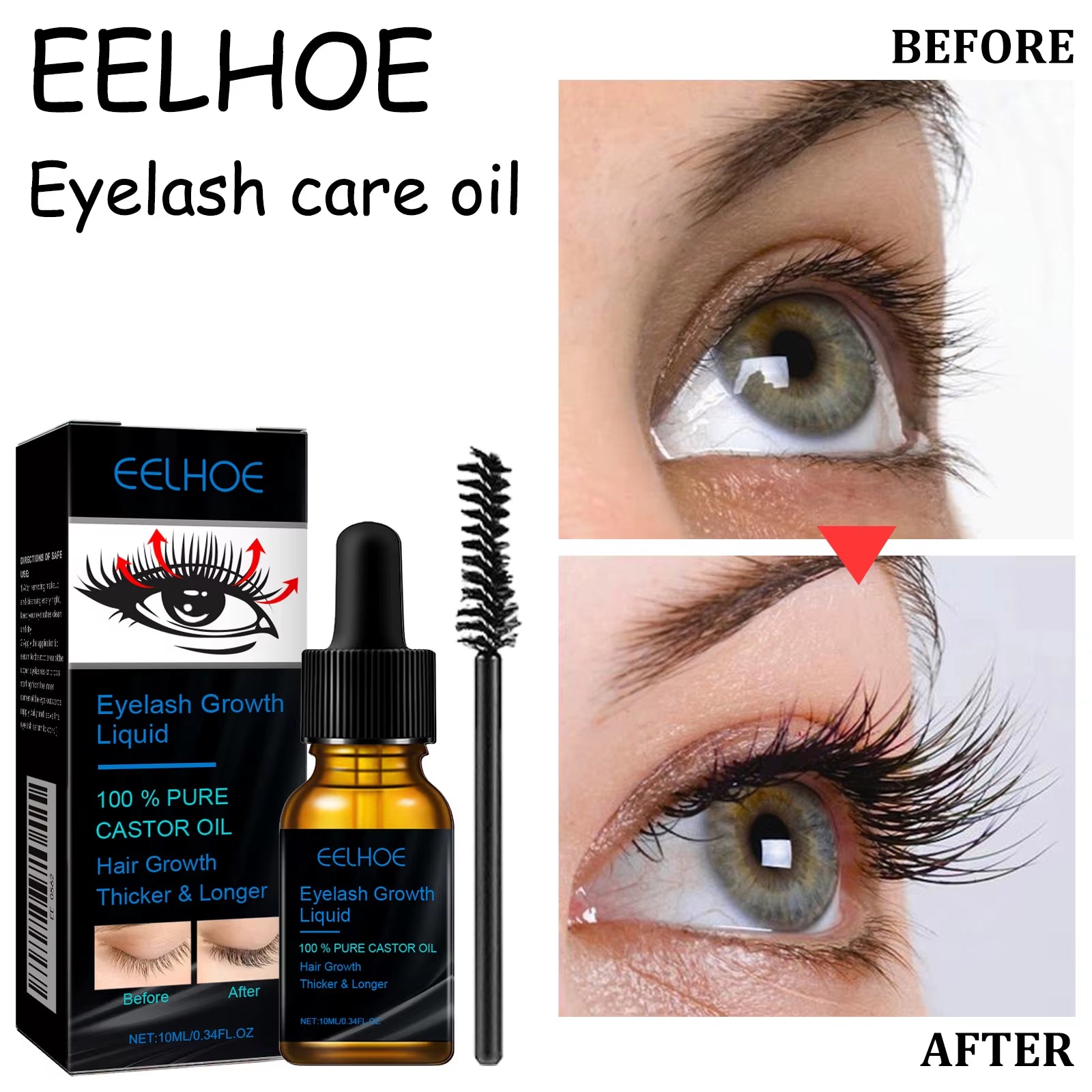 Castor Eyelash Growth Oil Daily Natural Curly Eyelash Lasting Effect Nourishing Improve Hair Growth Eyelash Care Oil